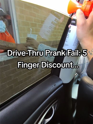 Drive-Thru Prank FAIL: 5 Finger Discount Instead... @Robb @shane #fail #prank #public #prankster #viral