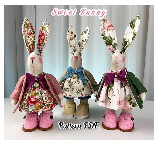 Pattern Pdf Sweet Bunny, Little Bunny, Rabbit Girl, Easter Bunny, Female Hare, Bunny in Non-removable Clothes   Free Video Tutorial Youtube - Etsy