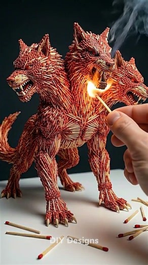 Burning 5 Mythical Matchstick Creatures 🔥 (Gargoyle / Vampire Bat / Werewolf / Cerberus / Gryphon)