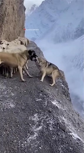 Narrow Path Rescue: Guardian Dogs Protect Sheep on Mountain Edge #Shorts 🐑🐕🌄