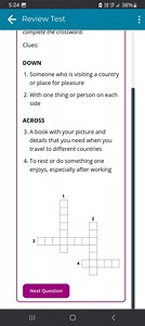 5:24Vop LTE38 \% 말Review Testcomplete the crossword.Clues:... | Filo