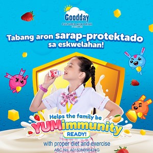 7.9K views · 4.6K reactions | Tabang aron sarap-protektado sa eskwelahan ang Goodday Paraprobiotic Drink! Pagpili gikan sa 3 yummy flavors - creamy Original, yummy Strawberry and juicy Mango nga adunay LAC-Shield nga makatabang sa mga bata nga #YUMimmunityReady! Uban sa husto nga pagkaon ug exercise. #GooddayCulturedMilk ASC Reference Code: A0153N090424G | Goodday Cultured Milk PH | Facebook
