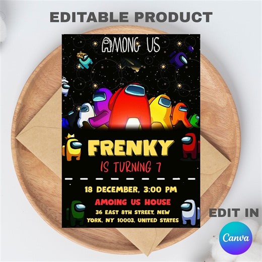 Among Us Birthday Party Invitation Template, Editable Canva Design (5x7), Digital Download. - Etsy