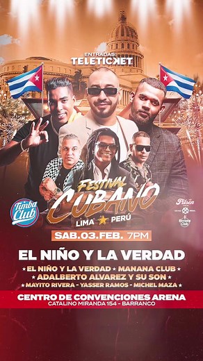 4.4K views · 63 reactions | Este 3 de febrero Lima se pone caliente con mucha música cubana el #FestivalCubano dará mucho de que hablar... informes al WhatsApp 989408625... | Conciertos Cubanos | Facebook