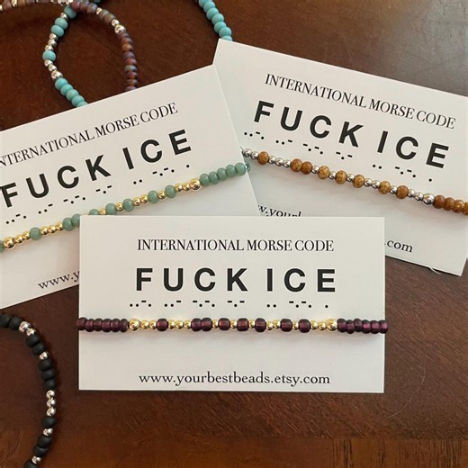 FUCK ICE Morse Code Beaded Bracelet | Handmade Political Jewelry - Etsy