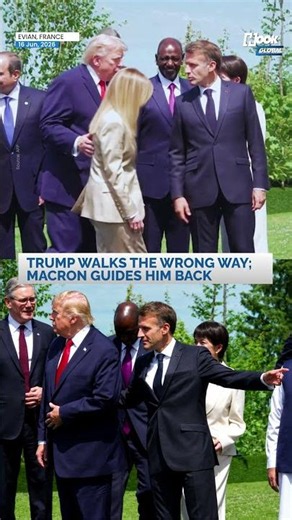 Trump walks the wrong way, Macron and leaders guide him back