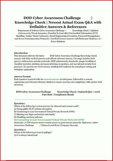 Dod Cyber Awareness Challenge Knowledge Check Actual Exam Qa video