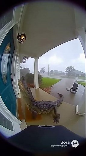 🚨 CROCODILE'S CRASH! Reptile Slams Into Door During Unbelievable Tornado! 🚨 #trending #viral