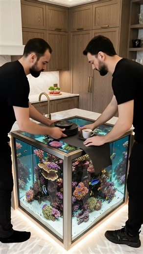 Amazing living aquarium kitchen#diy #architecture #interiordesign #home #transformation #fyp #fypシ