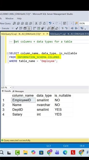 SQL | Quick Metadata Tricks | Information Schema