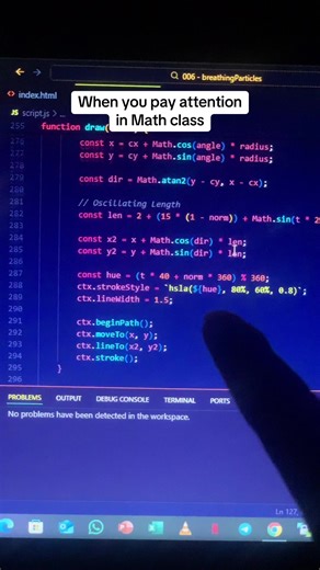 6/60 Creative coding art piece of the day. Breathing lines made with using Javascript code. #coding #math #art #javascript #programming