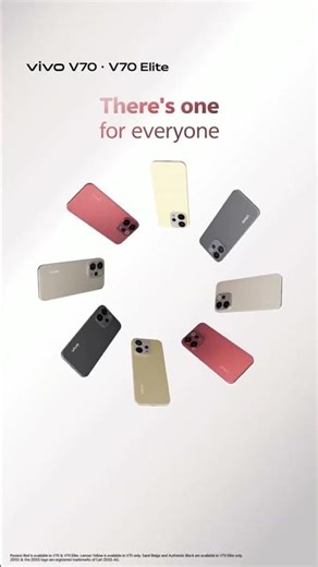 The new vivo V70.V70 Elite brings a wide color range, so you pick what feels the most you.