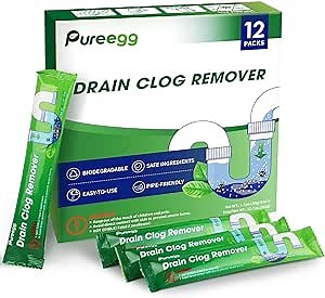 Pureegg Drain Clog Remover - 12 Pack Hair Clog Remover, Powerful Sink and Shower Drain Cleaner, Pipe-Friendly Deodorizer