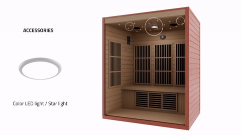 SaunaSpa 3-Person Indoor Hemlock Wood FAR Infrared Sauna with Low EMF Infrared Panel Heater, Touch Control Panel and Bluetooth SC-SS0012-0S