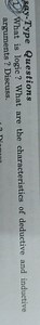 What is logic? What are the characteristics of deductive and in... | Filo