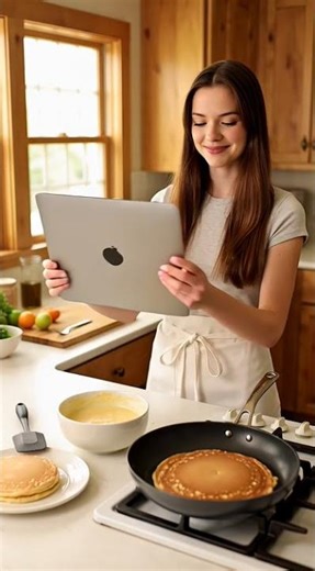 Professional Pancake Flip… With a Laptop 💻🥞 #shorts