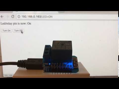 Demo of Wemos D1 mini with relay shield, controlled from web browser over WiFi