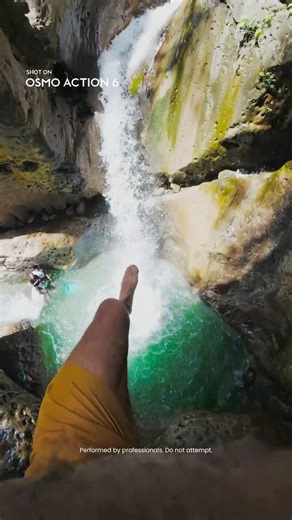 Emerald Waterfall Jump POV 💚🌊| Osmo Action 6