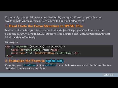 Resolving Angular FormBuilder Issues with Dynamically Added HTML Forms