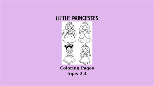 Princess Coloring Book for Toddlers – 15 Simple Printable Pages (A4 PDF) - Etsy