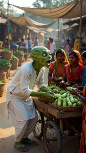 गाँव के बाज़ार में हरा Alien! महिलाओं को Loki बेचता दिखा 😱 | Desi Alien Reality #shorts #viralvideo