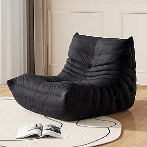 Bean Bag Chair for Adults & Kids, Giant Memory Foam Sofa with Ergonomic Curve, Lazy Floor Sofa, Fireside Chair for Living Room, Gaming Room,Bedroom,Reading Nook - Soft Plush Velvet Cover