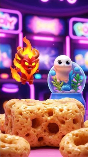 Adorable Tiny Realm of Ifrit in a neon-lit arcade