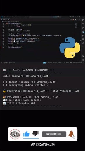 How to Build a Sci-Fi Password Decryptor in Python! 🤖💻 #hackerlife #prohacker #python