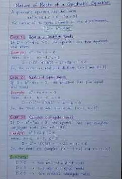 DISCRIMINANT OF A QUADRATIC EQUATION