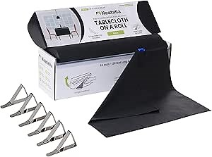 Black Plastic Tablecloth Roll 54in X 120ft Disposable Waterproof Cover Table Cloth Rolls for Outdoor Party Events Tablecloths for BBQ Picnic Rectangle and Round Tables and Decorative Supplies