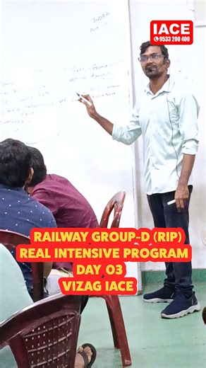 IACE - BANKING, SSC, RRB, SI/Constable on Instagram: "🚆 Railway Group-D RIP (Real Intensive Program) – Day 03 | Vizag IACE 💪 🔥 Discipline. Dedication. Determination. Our champions are giving their 100% every single day at IACE’s Result Factory! 💯 💬 “రైల్వే జాబ్ నీ కల అయితే… IACE దాన్ని నిజం చేసే బలం!” 🏆 THINK RAILWAY JOB 🤔 THINK IACE 🎯 📍 Join IACE and be part of programs that transform your preparation into results: 📍 Ameerpet – 97000 77411 📍 Dilsukhnagar – 97000 77422 📍 KPHB – 89789