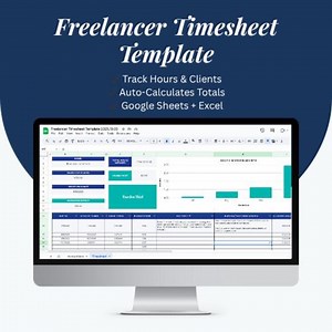 Freelance Timesheet Template Google Sheets   Excel Hour Tracker for Upwork, Etsy, & Clients - Etsy Canada
