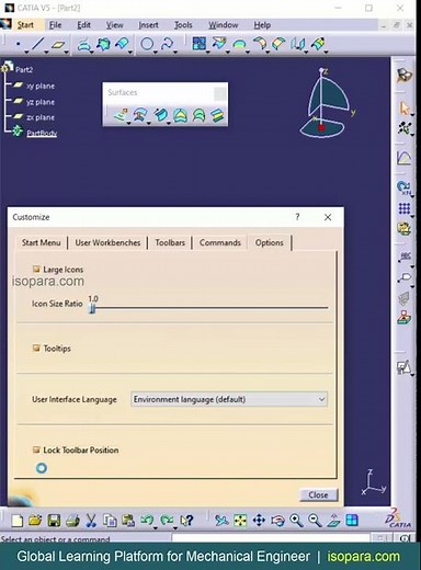 Tips and tricks | Lock toolbar position Catia V5 | isopara.com
