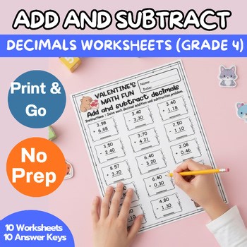 Add and Subtract Decimals Worksheets | Grade 4 Math Practice
