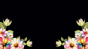 Watercolor beautiful floral bloom animation of colorful flowers banner. Animated 4K blooming flowers background frame loop.