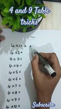 Easy learn 4th and 9th Table maths tricks #tabletrick
