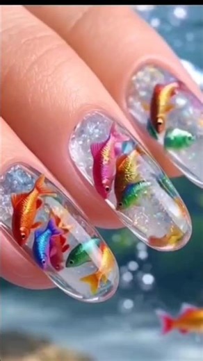 ✨🐠 Magical Aquarium Fish Nails 💅 | DIY Ocean Nail Art Tutorial 🌊 | Transparent 3D Nail Design