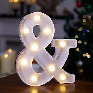TRONSBOO LED Marquee Sign Light Up Letters, Alphabet Light Up Letters Sign, Battery Powered LED Letter Lights for Night Light, Wedding, Birthday, Party, Christmas or Home Decor (Symbol &)