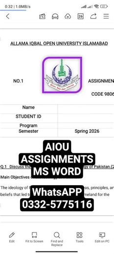 How to get AIOU solved assignments in MS Word Spring 2026