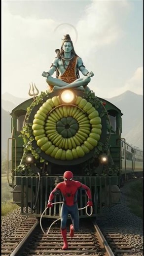 Spider-Man, Venom & Joker’s Shiv bhole ki train vs Superman 🚂 #SpiderMan #venom #joker #spiderman