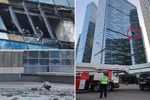 Moscow tower hit in drone strike for second time