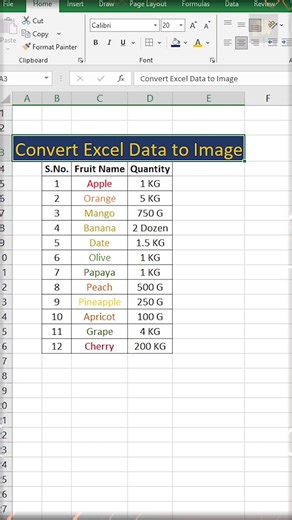 Convert Excel Data to Image Fast and Easy