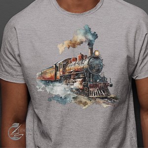 Men's Train T-shirt, Brown Vintage Locomotive Train Steam Engine, Watercolor Train, Gift for Dad or Friend, Vintage Train Lovers - Etsy