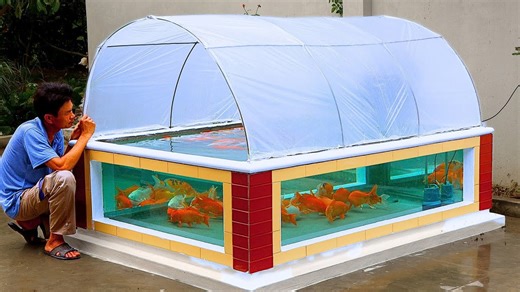 DIY 4-glass fish tank with sunshade