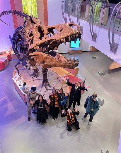 Halloween doesn't have to be scary. We're making it silly and fun! BOO-gie with us on Friday, October 31 starting at 10:30 a.m. We'll be shaking our bones to Halloween songs in the T. rex Gallery, sharing a dinosaur Halloween story and handing out treats. --- For ages 3 to 5 and their caregivers. No registration required, just drop by! Looking for more activities for 3 to 5 year olds? https://royalsaskmuseum.ca/pub/Events/2025/2025_fall_programs_3to5years.jpg | Royal Saskatchewan Museum