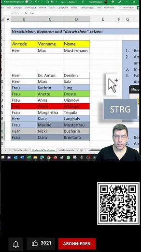 Excel Grundlagen: Schnell Zellen verschieben kopieren einfügen