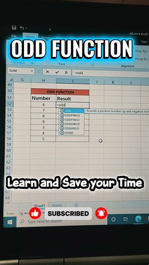 ODD FUNCTION #Shorts #excelformula #excelshorts #exceltips #exceltricks #excelformula #excel
