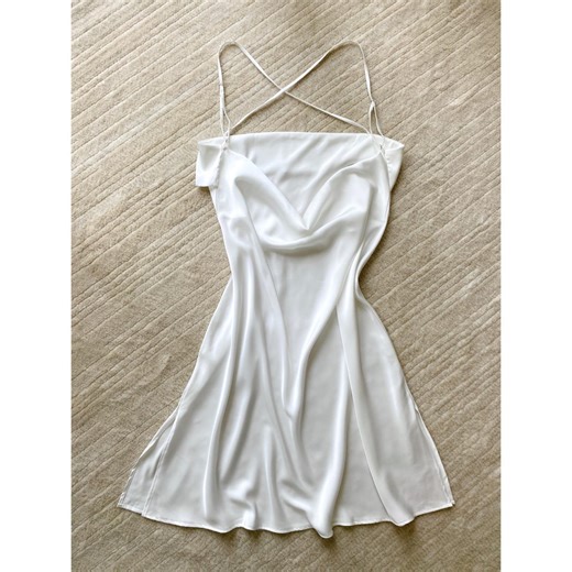 White Silk Cross-back Satin Dress – Elegant Bridal Slip Nightgown, Luxurious Silky Night Dress - Etsy