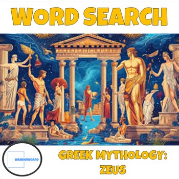 Greek Gods and Goddesses Zeus Word Search Puzzle Worksheet Activity