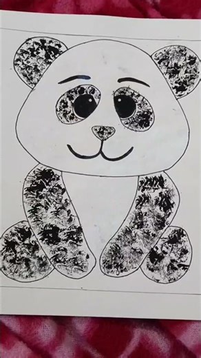 Crumpled paper drawing ✏️ 🖤 🤍 🐼